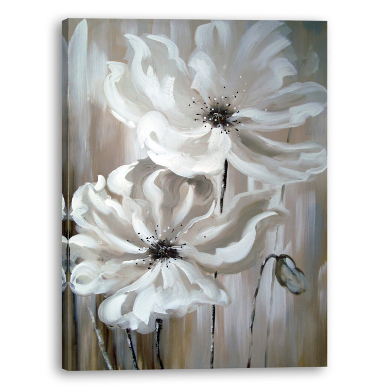 Ebern Designs White Flower I Oil Painting Print On Wrapped