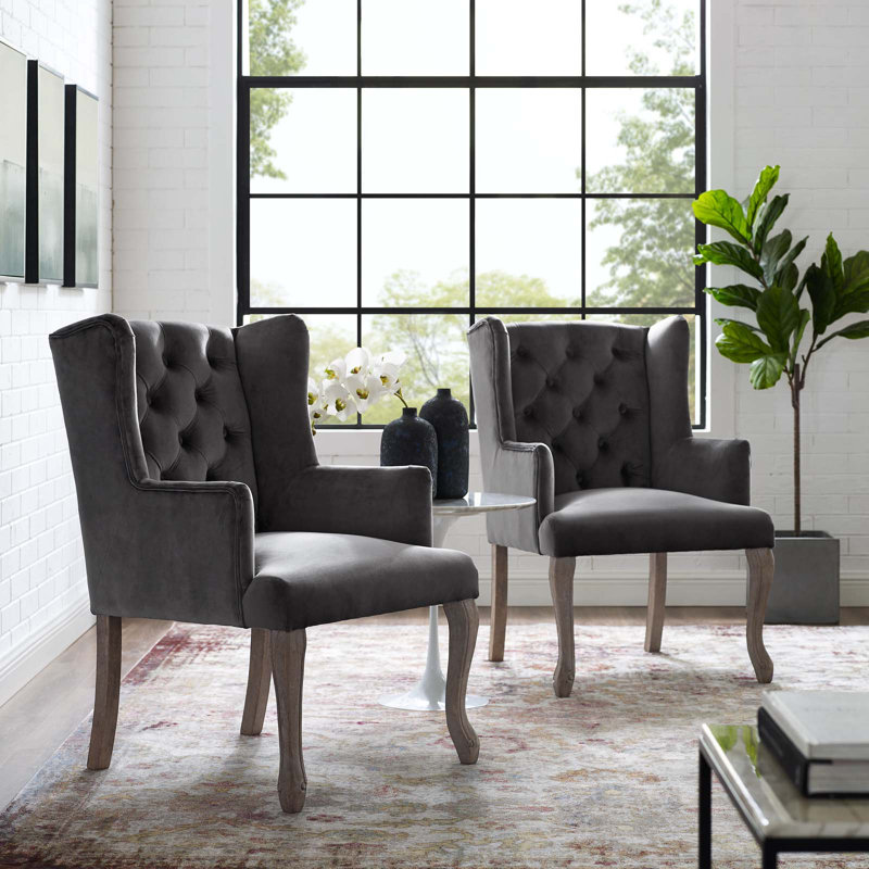Rosalind Wheeler Bridgnorth 57 Wide Tufted Velvet Wingback Chair Wayfair