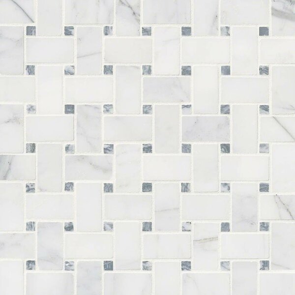 Calacatta Cressa Basketweave Honed Marble Mosaic Tile in White by MSI