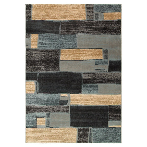 Aimee Oblong Blocks Blue & Ivory Area Rug by Trent Austin Design