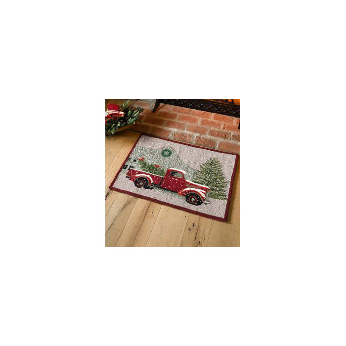 Plow Hearth Holiday Farmer S Market Accent Wool Red Green Area