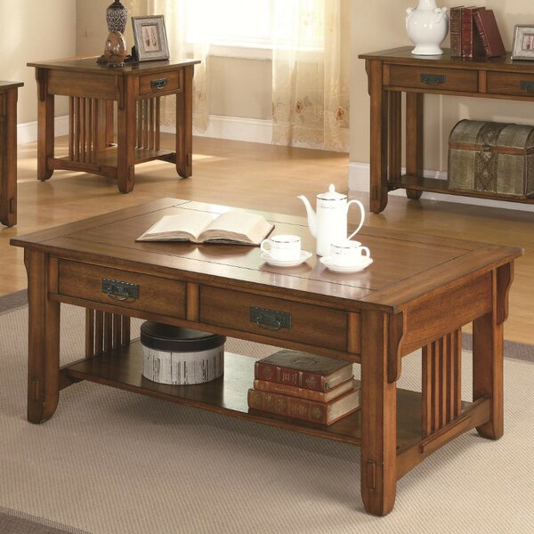 Alcantara Transitional Slated Wooden Coffee Table With Storage By Darby Home Co