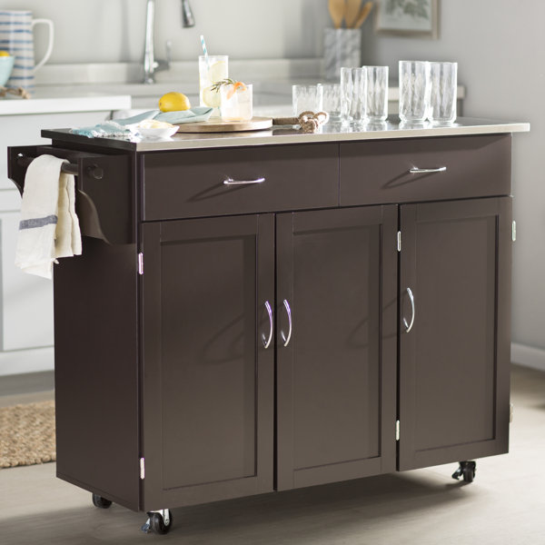 red barrel studio garrettsville kitchen island with stainless steel top reviews wayfair - Kitchen Carts And Islands red barrel studio garrettsville kitchen island with stainless steel top reviews wayfair - Kitchen Carts And Islands