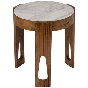Briela Deco Marble and Wood End Table by World Menagerie