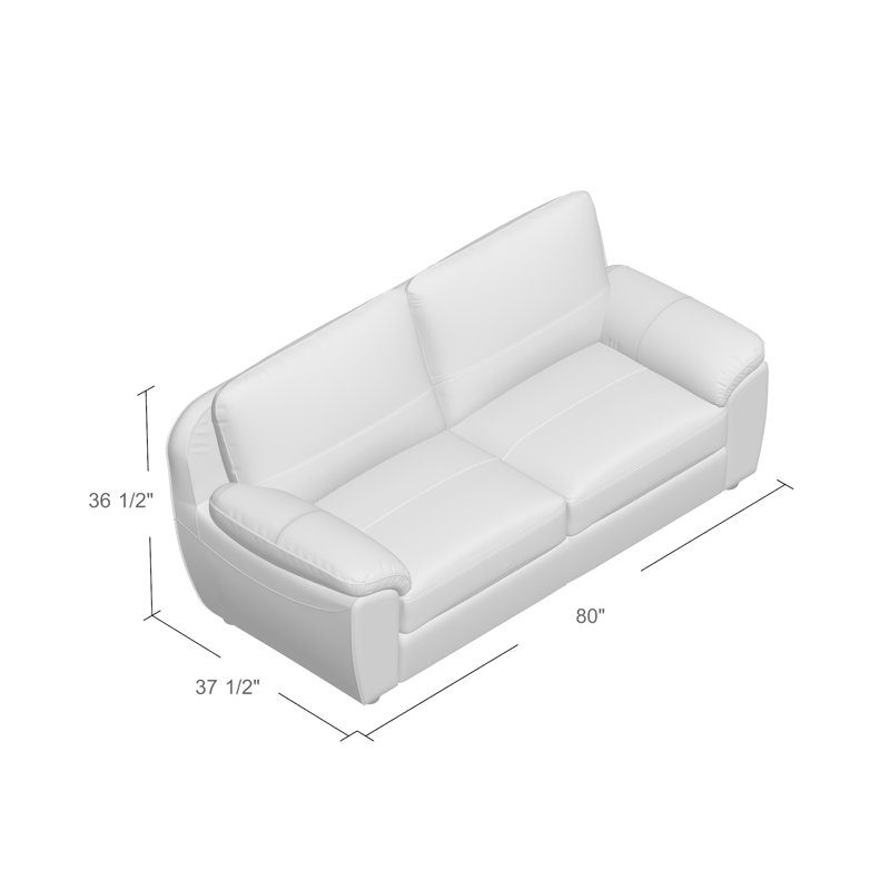 Red Barrel Studio Riegel Leather 80 Inches Pillow Top Arms Sofa