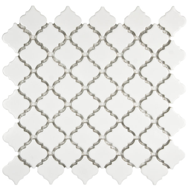 Pharsalia 2 x 2.25 Porcelain Mosaic Tile in Glossy White by EliteTile