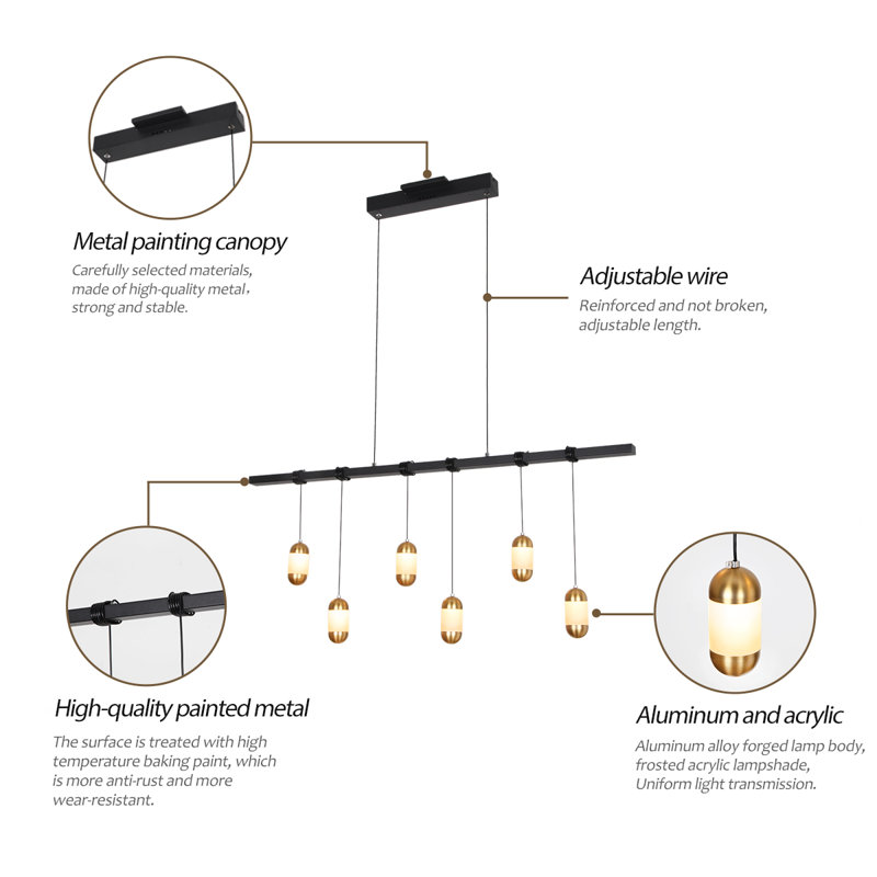 Gladstone 6 Light Kitchen Island Linear Led Pendant