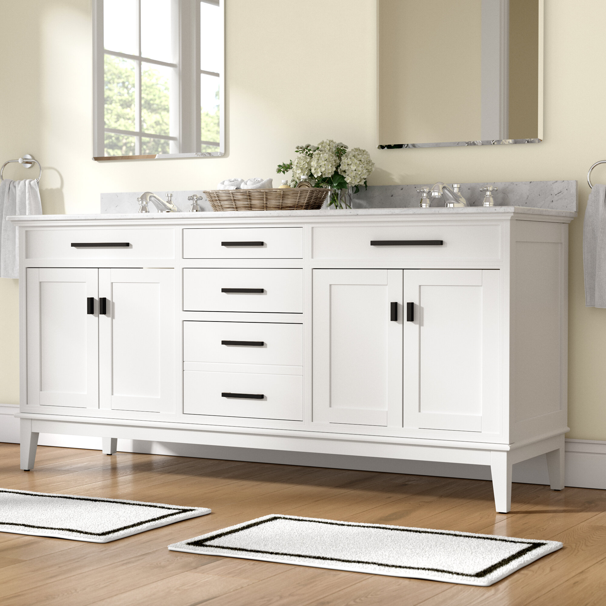 Red Barrel Studio Chesterville 72 Double Bathroom Vanity Base Only In White Reviews Wayfair