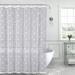 Sheer Shower Curtains Wayfair Mirtha Nature Fl Metallic Daisy Embroidered Sheer Fabric Shower Curtain