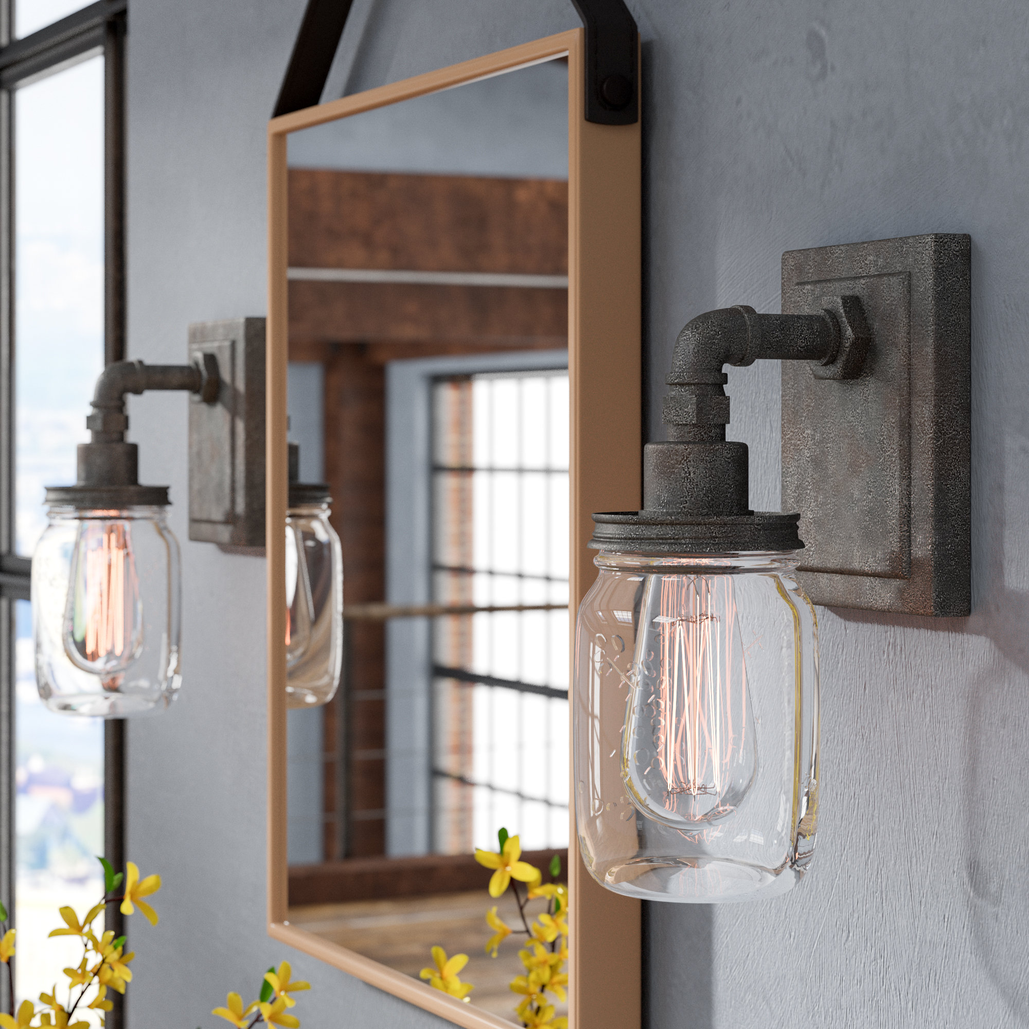 T Austin Design Brys Rustic Black 1 Light Bath Sconce Brys Rustic Black 1 Light Bath Sconce