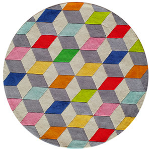 Franco Hand-Tufted Gray Block Area Rug