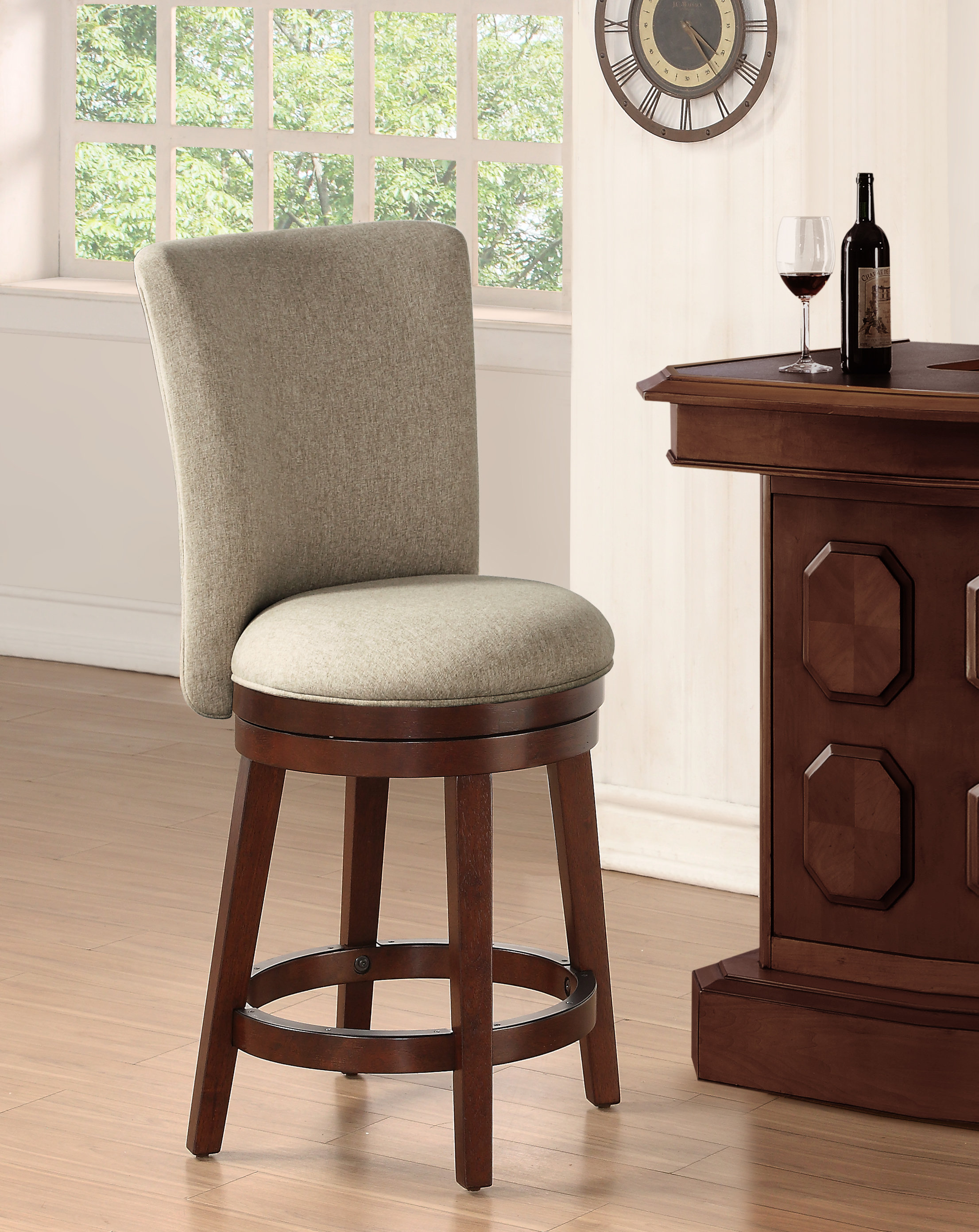 Charlton Home Davila Upholstered Counter Height 24 Swivel Bar