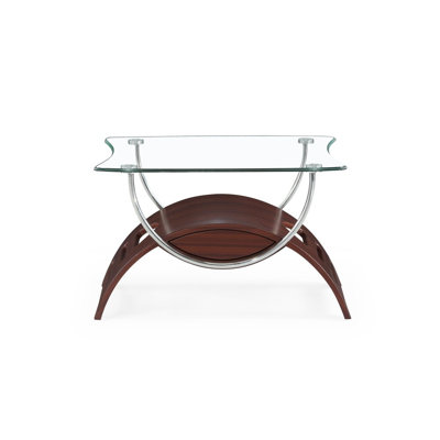 Global Furniture Chrome/mahogany-finish Wood/tempered Glass End Table Decor+