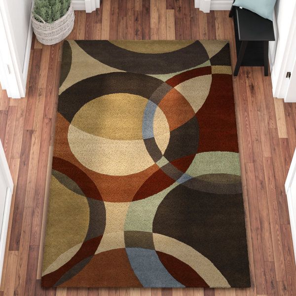 Dewald Chocolate/Red Area Rug by Ebern Designs