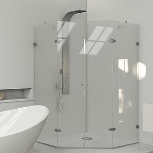 Gemini 40 x 40-in. Frameless Neo-Angle Shower Enclosure with .375-in. Clear Glass and Brushed Nickel Hardware
