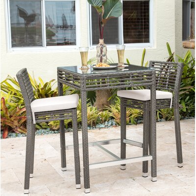 Graphite 3 Piece Bar Height Dining Set With Cushions Panama Jack