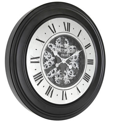 40cm Purple pink Face Metal Skeleton Wall Clock Roman Numerals Big Large Uk