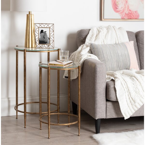 Hamill Metal And Glass 2 Piece Nesting Tables By Bloomsbury Market