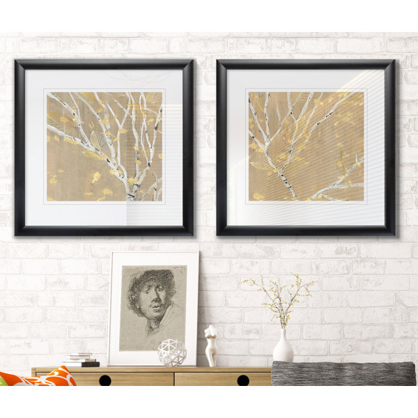 Charlton Home Birch Wood Iii 2 Piece Framed Painting Set Wayfair