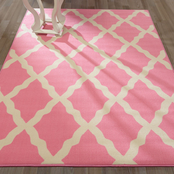 Staunton Contemporary Pink Morroccan Trellis Area Rug by Charlton Home