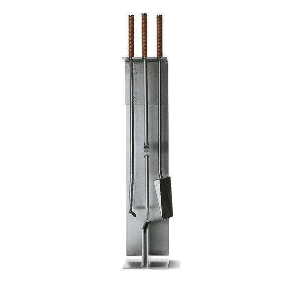 Peter Maly 3 Piece Steel Fireplace Tools with Stand by Conmoto