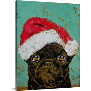 'Santa Pug' by Michael Creese Painting Print on Wrapped Canvas