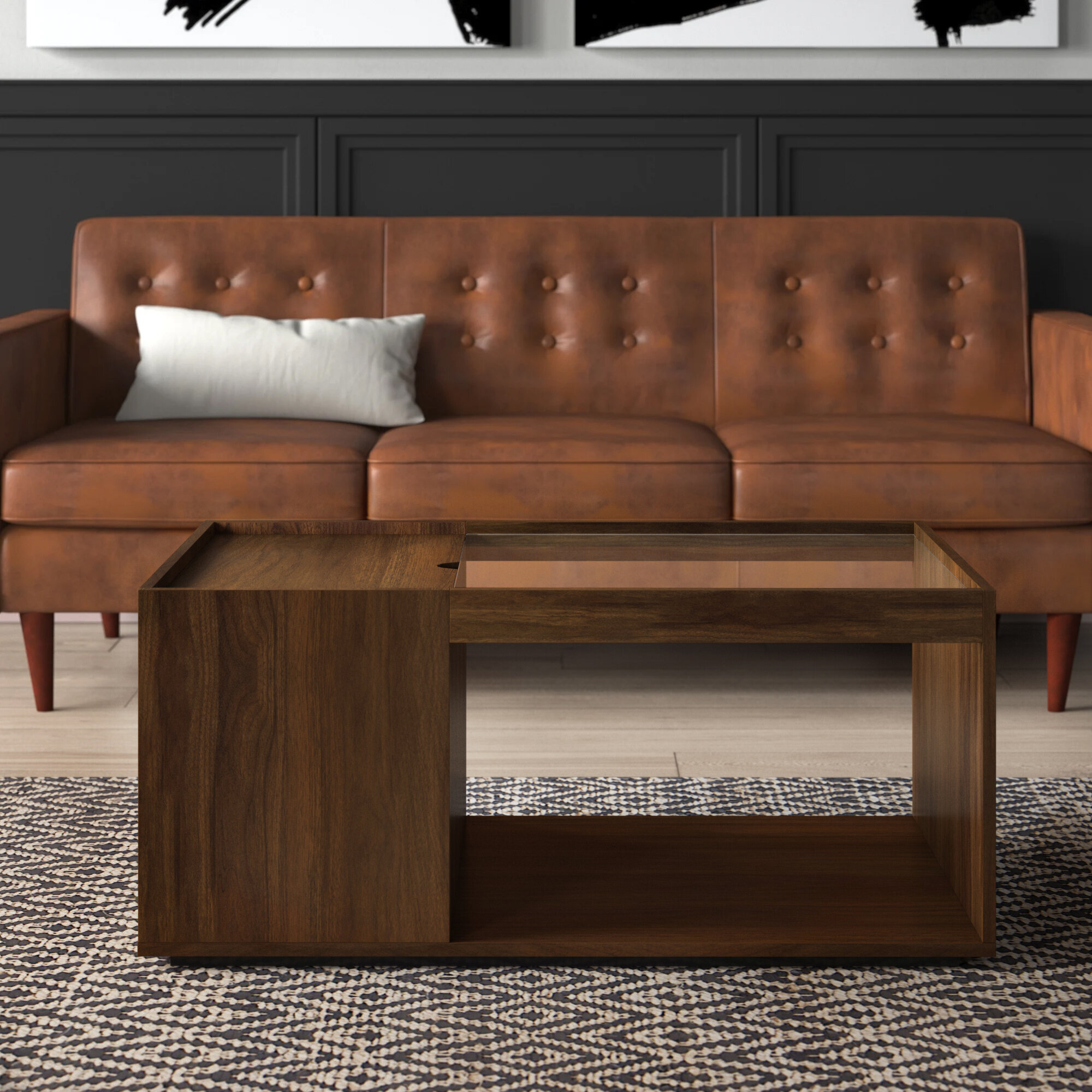 dark wood block coffee table