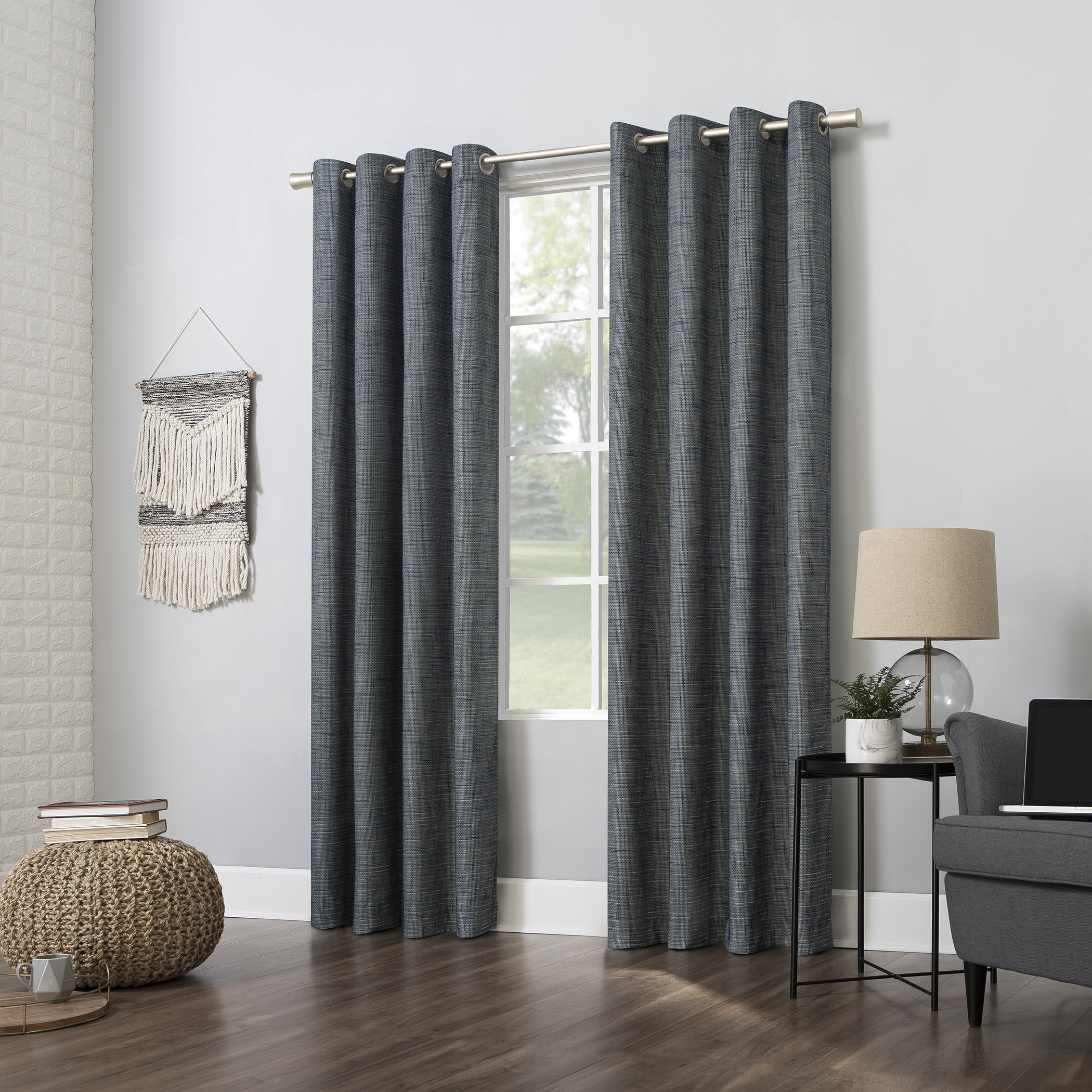 Sun Zero Kline Burlap Weave Geometric Max Blackout Thermal Grommet