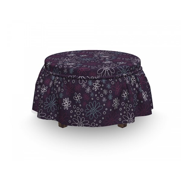 Doodle Daisy Blossoms Ottoman Slipcover (Set Of 2) By East Urban Home