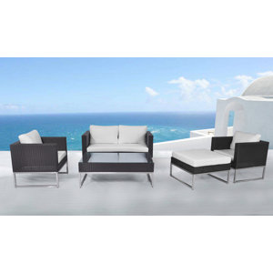 Kabir Garden Furniture 5 Piece Deep Seating Group with Cushions