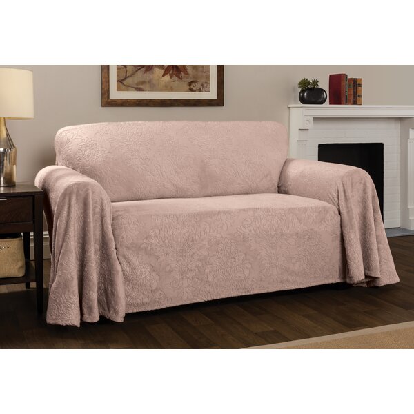 Plush Damask Throw Sofa Slipcover By Winston Porter