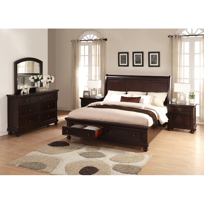 Jaimes King Platform Solid Wood 5 Piece Bedroom Set