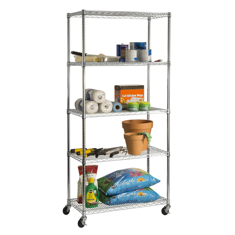 Seville Classics UltraZinc NSF 5Tier Steel Wire Shelving with Wheels