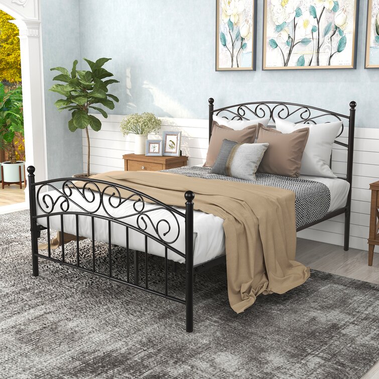 Details about   Modern Bedroom Wooden Platform Bed Frame with Headboard Full/Queen/King size 