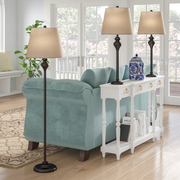 Peoria 3 Piece Table and Floor Lamp Set by Andover Mills