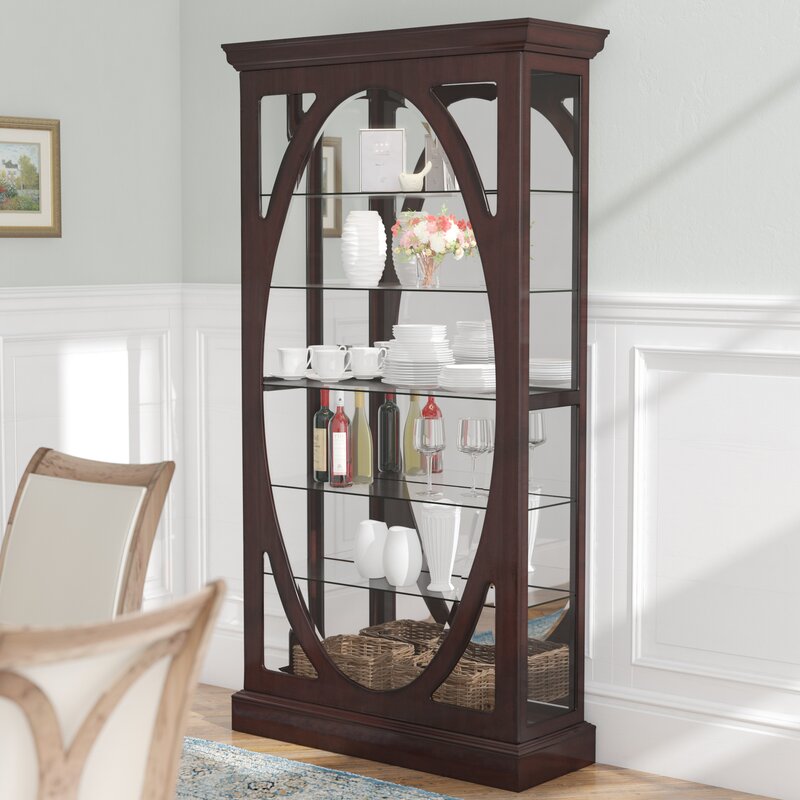 Charlton Home Tiano Solid Freestanding Lighted Curio Cabinet