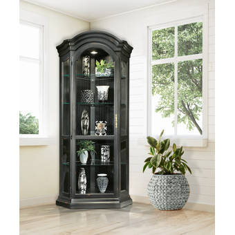 Shelia Solid Poplar Lighted Corner Curio Cabinet Reviews Joss