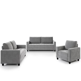 Solstice Upholstered Velvvet Living Room Sofa Set With Armchair, Loveseat And Three Seat Sofa by ModernLuxe