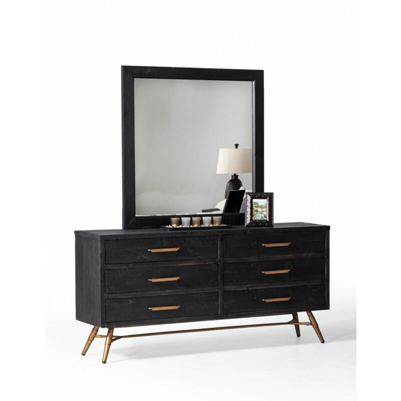 Wrought Studio Haslingden 6 Drawer Double Dresser With Mirror
