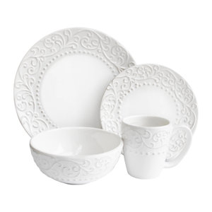 Yaelle Leaf Round 16 Piece Dinnerware Set, Service for 4