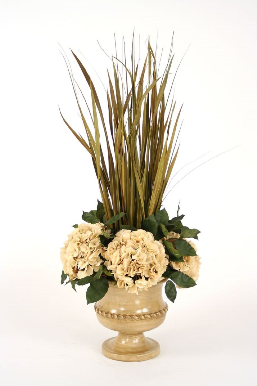 Distinctive Designs Dried Grasses Hydrangeas Floral Arrangements In Vase Wayfair