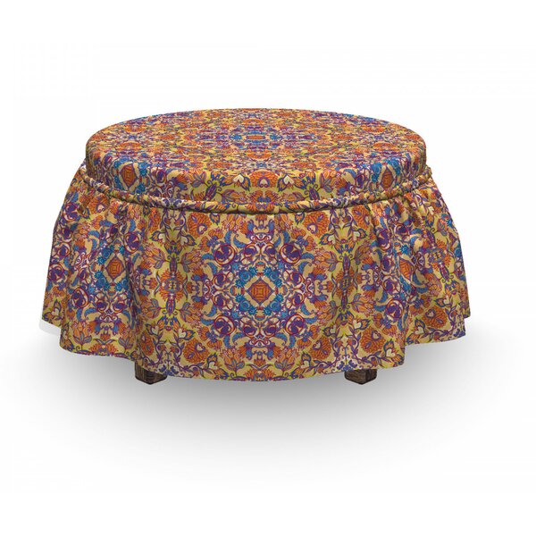 Mandala Floral East 2 Piece Box Cushion Ottoman Slipcover Set By East Urban Home