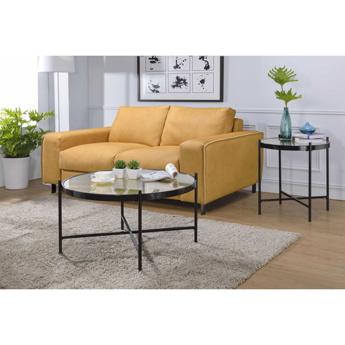 Brayden Studio Cheriton Faux Alligator Leather Skin Living Room 2