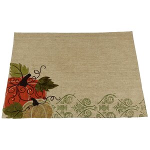 Pumpkin Embroidered Polyester with Suede Accents Placemat