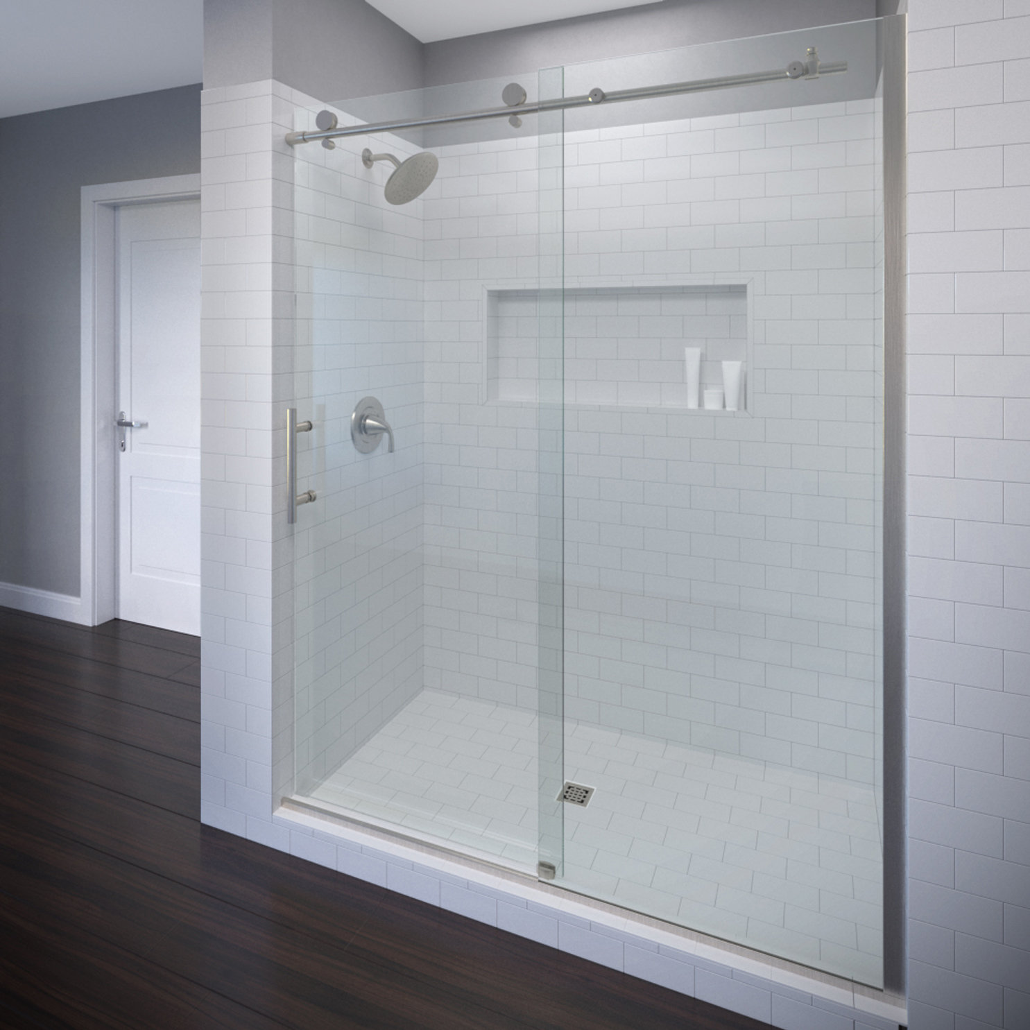 Basco Vinesse 47 X 76 Single Sliding Fixed Panel Shower Door
