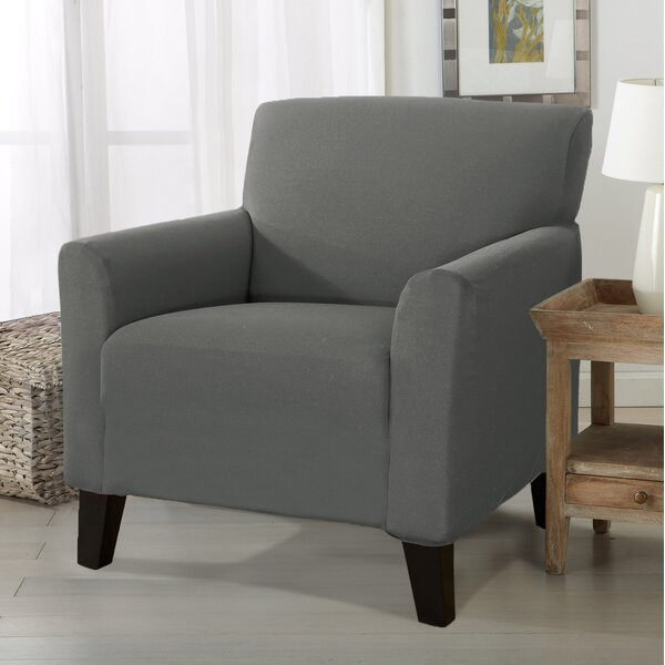 Solid Stretch Box Cushion Armchair Slipcover By Winston Porter