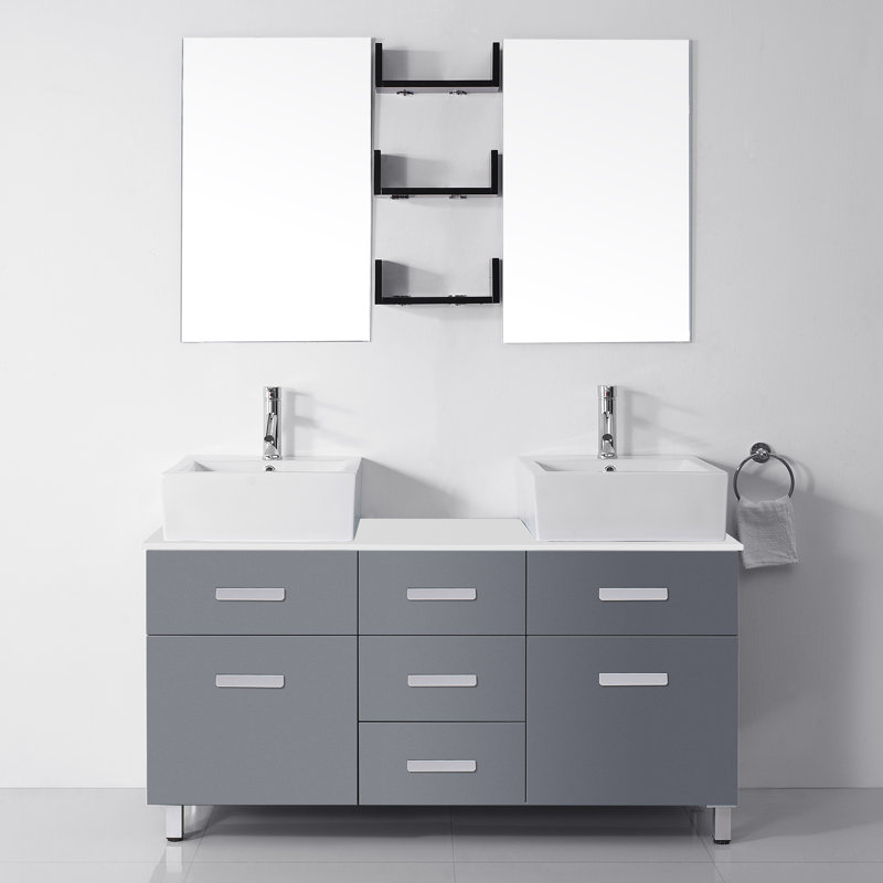 Ultra Modern Bathroom Vanity virtu usa ultra modern series 56" double bathroom vanity set with Ultra Modern Bathroom Vanity virtu usa ultra modern series 56" double bathroom vanity set with