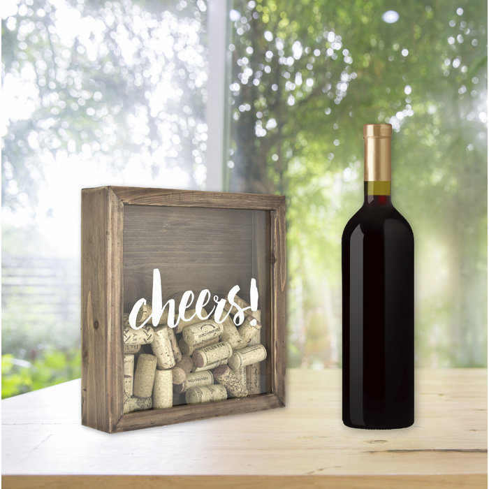 Winston Porter Cheers Wine Cork Holder Shadowbox Wall Decor