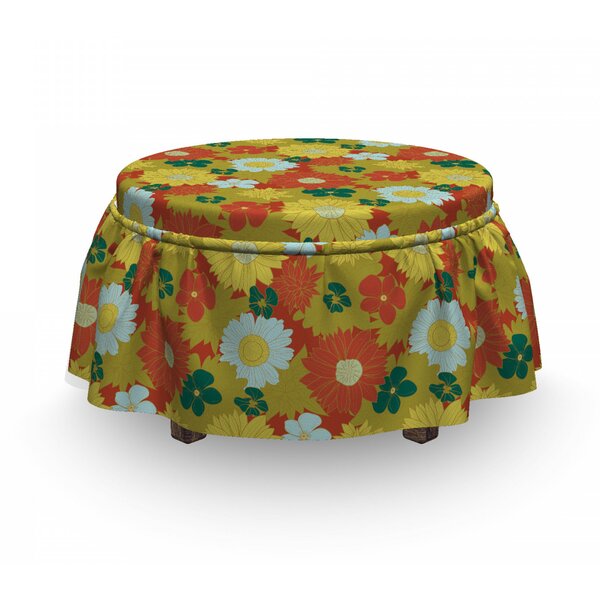 Chrysanthemum And Lily Ottoman Slipcover (Set Of 2) By East Urban Home