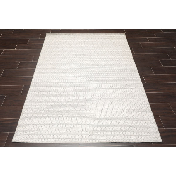 Ebern Designs Hovnatan Geometric Handwoven Wool Off White Area Rug Wayfair